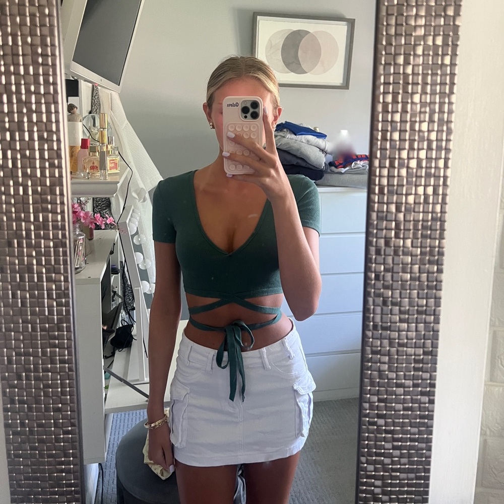 Emerald Green Zara Cross Tie Tee